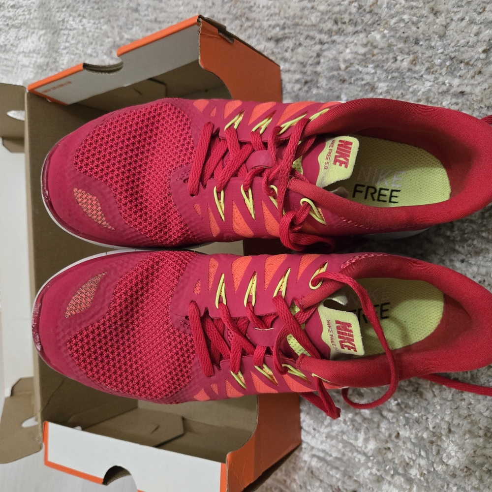Nike Free Crimson and Lemon Sneakers